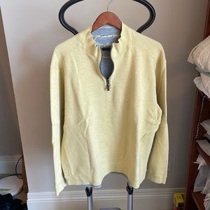 Tommy Bahama reversible grey/yellow quarter zip sweater